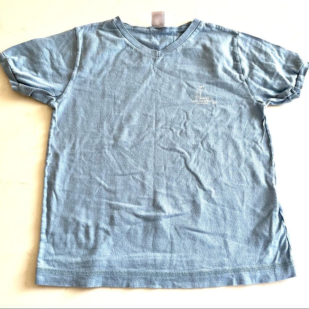 Petit Bateau boys light blue v neck T-shirt size 6